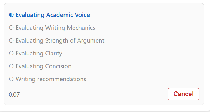 Screenshot of Evaluation Process